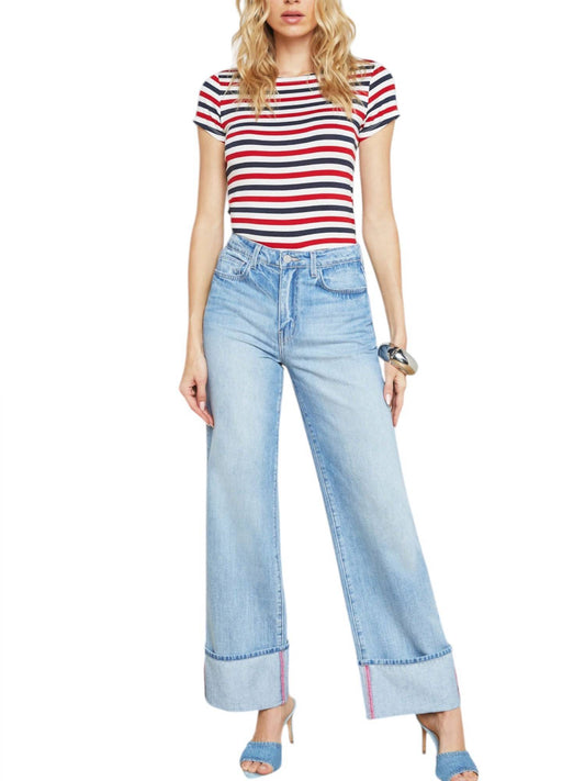 L'Agence - Miley Ultra High Rise Wide Leg Cuff Jeans