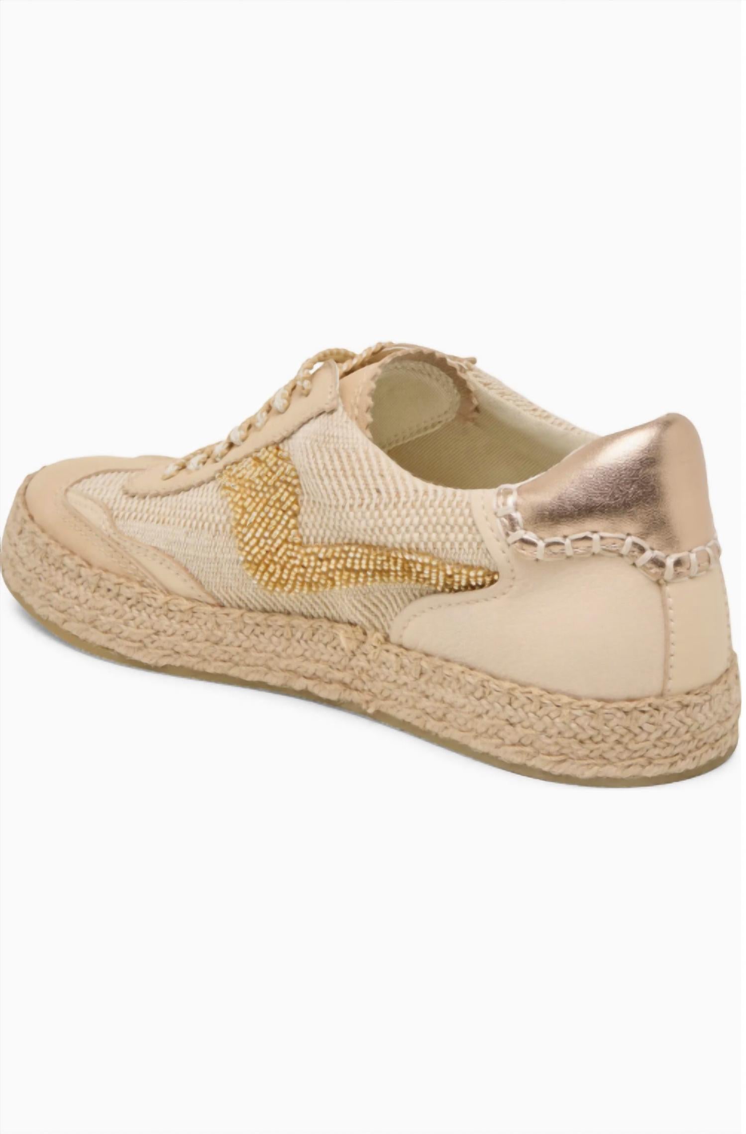 Dolce Vita Women's Notice Beaded Mesh Espadrille Sneaker in gold multi - women's shoe - alternate view