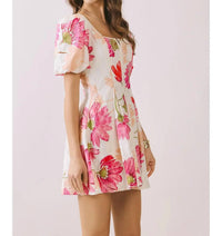 Tcec - Floral Print Flare Skirt Mini Dress
