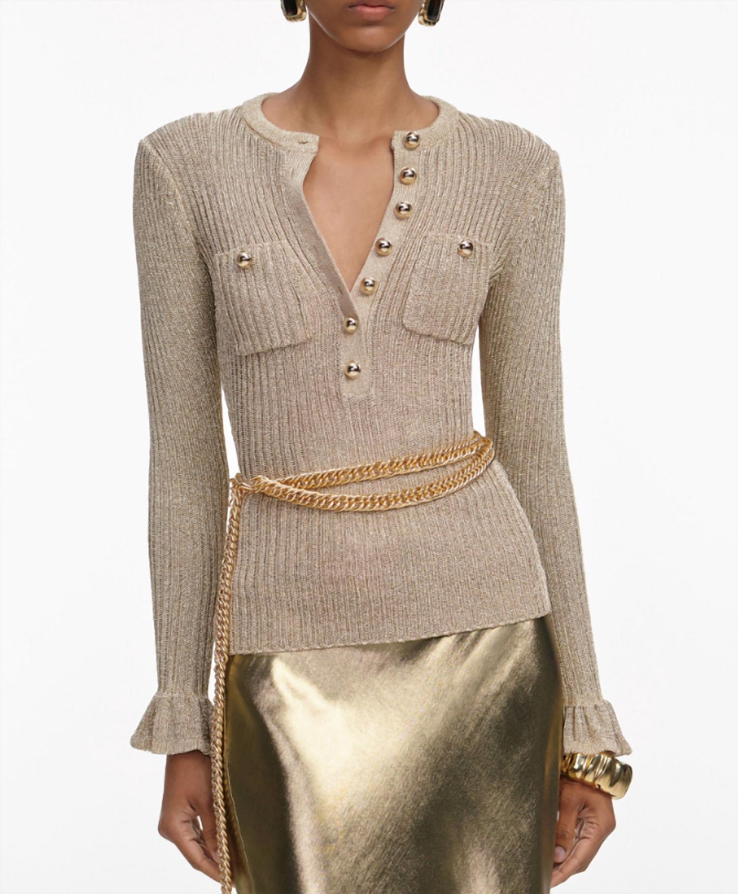 Self-Portrait - Lurex Ribbed Knit Top