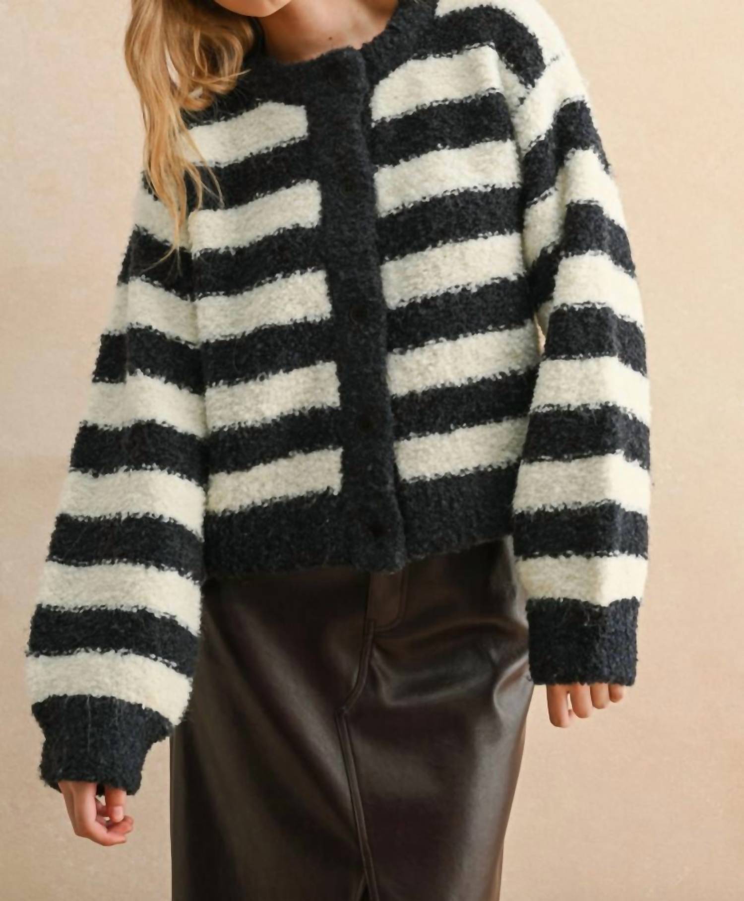 Miou Muse - Boucle Effect Sweater Cardigan