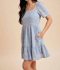 In-Loom - Ellie Eyelet Embroidered Shift Mini Dress