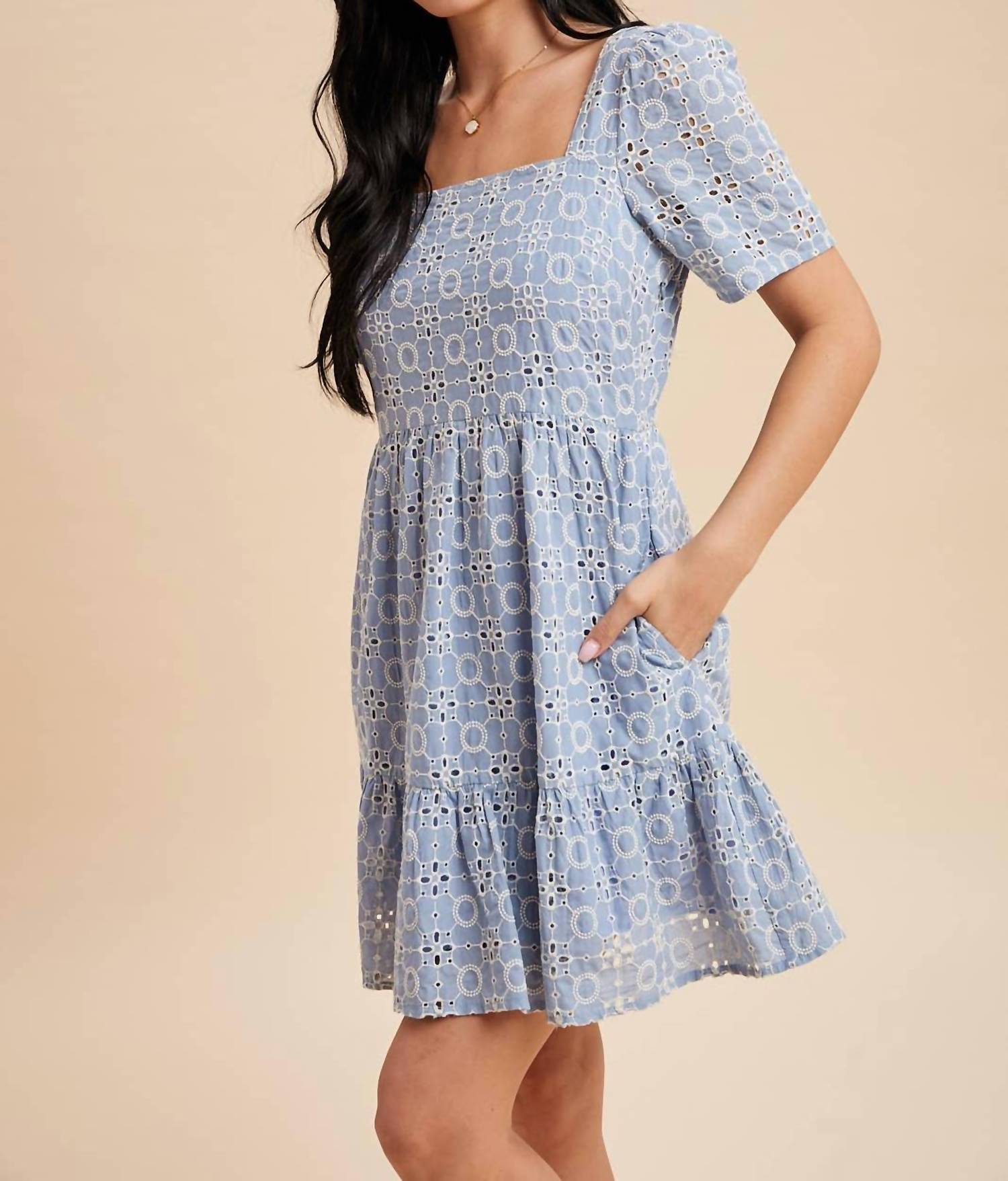 In-Loom - Ellie Eyelet Embroidered Shift Mini Dress