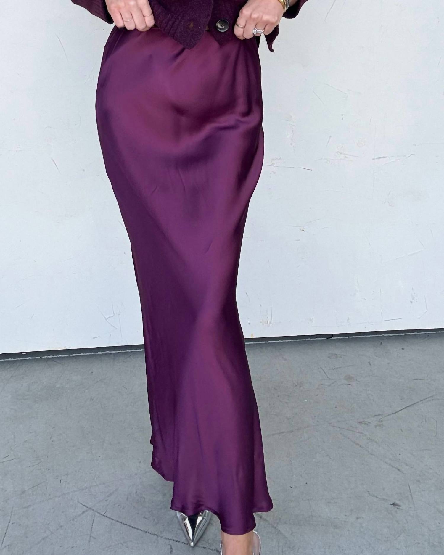 Olivaceous - Satin Maxi Skirt