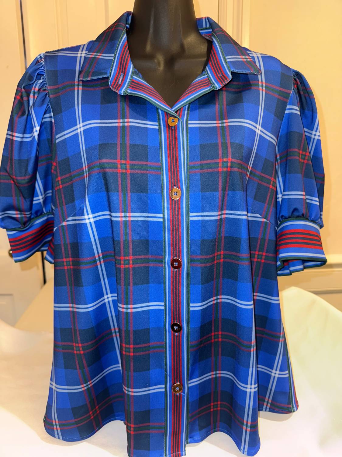 Gretchen Scott - Middleton Plaid Puff Sleeve Top Shirt