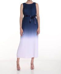 Frank Lyman - Pleated Sleeveless Dress With A Ribbon Detail Belt