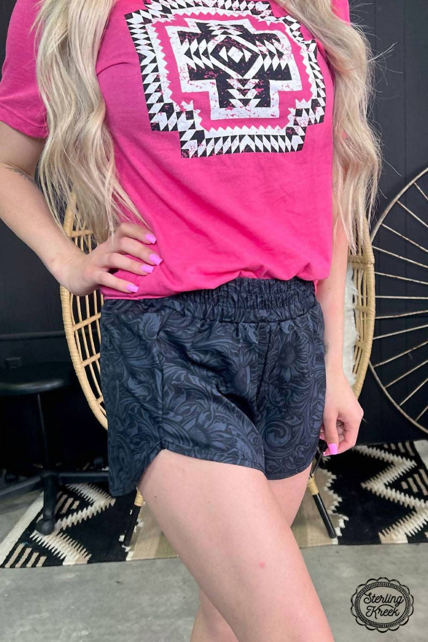 Sterling Kreek - Sheridan Tooled Print Western Shorts