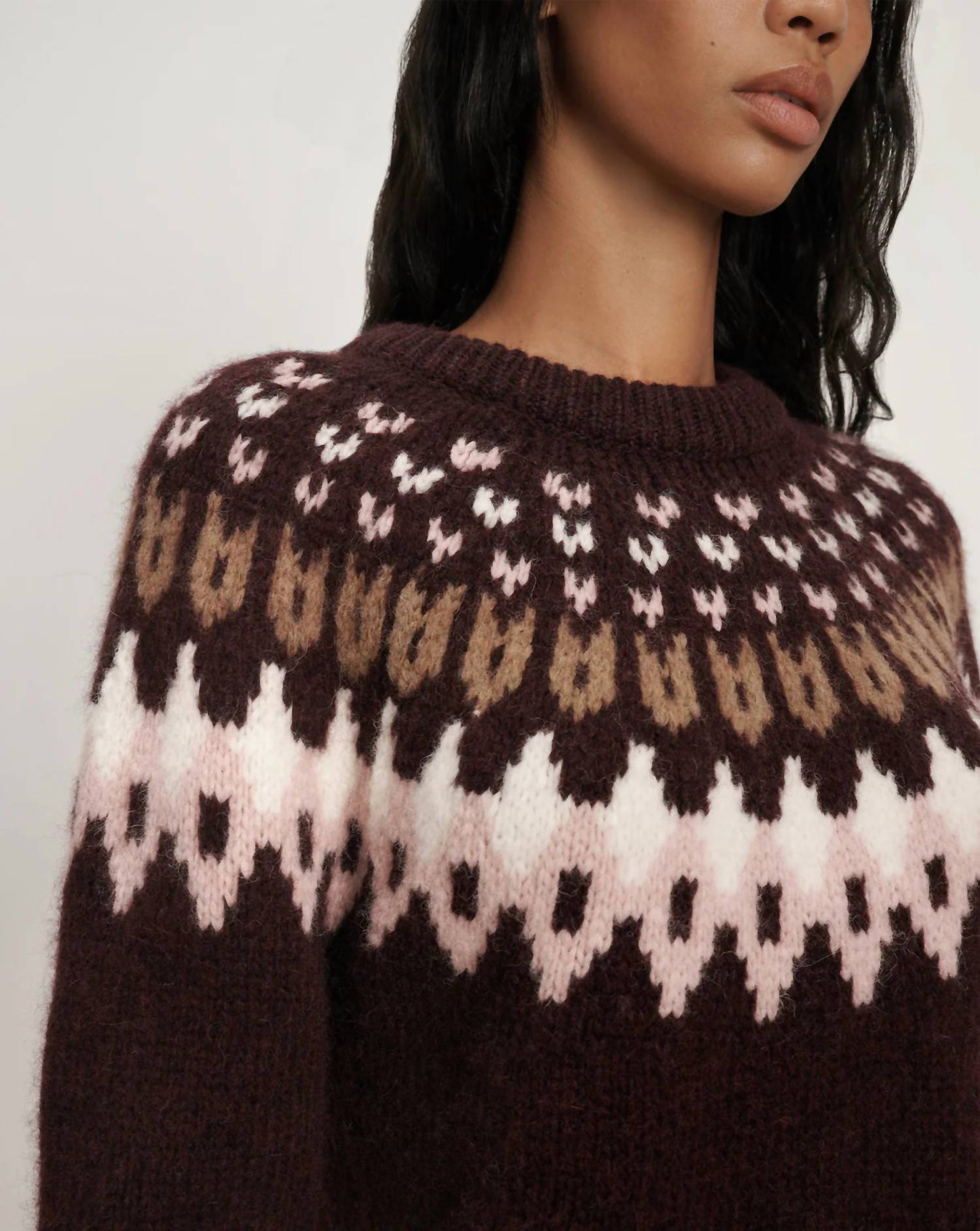 Veronica Beard Anne Fairisle Pullover in multi brown - women's sweater - view 4
