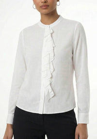 Area Stars Women's Ruffle Linen Top in white - women's blouse