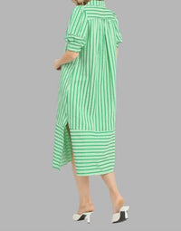 Umgee - Striped Puff Sleeve Midi Dress
