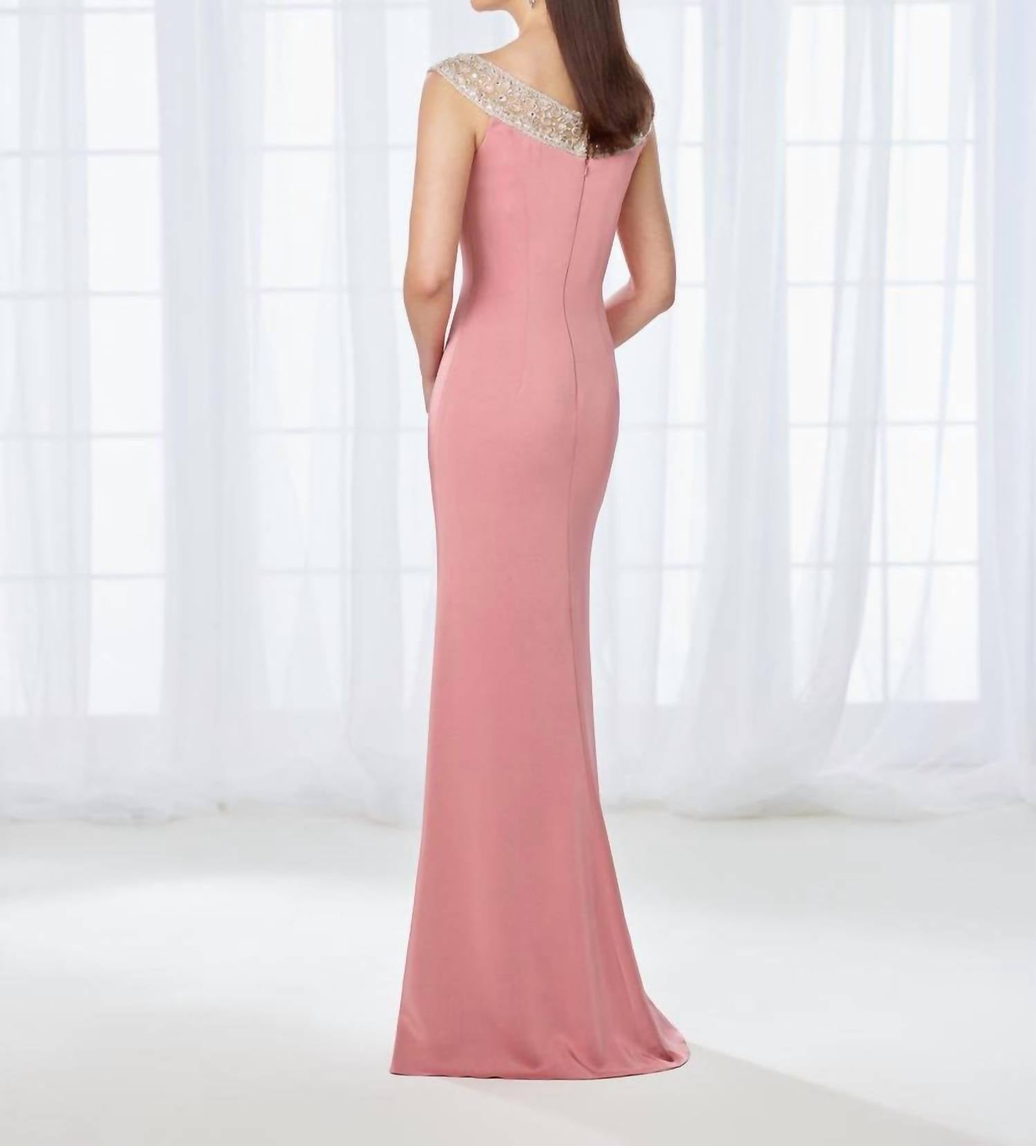 Cameron Blake - Cameron Blake Mon Cheri - 118663 Beaded Bateau Neckline Evening Gown