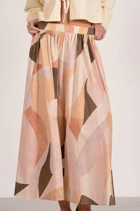 Elan - Neutral Prism Midi Skirt Set