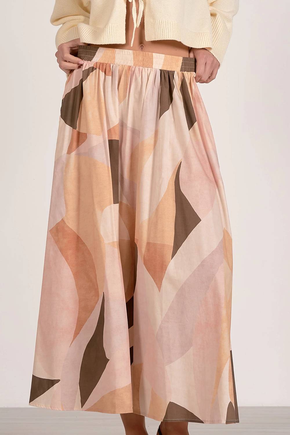 Elan - Neutral Prism Midi Skirt Set