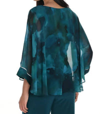 Frank Lyman - Watercolor Crystal Cuffed Blouse