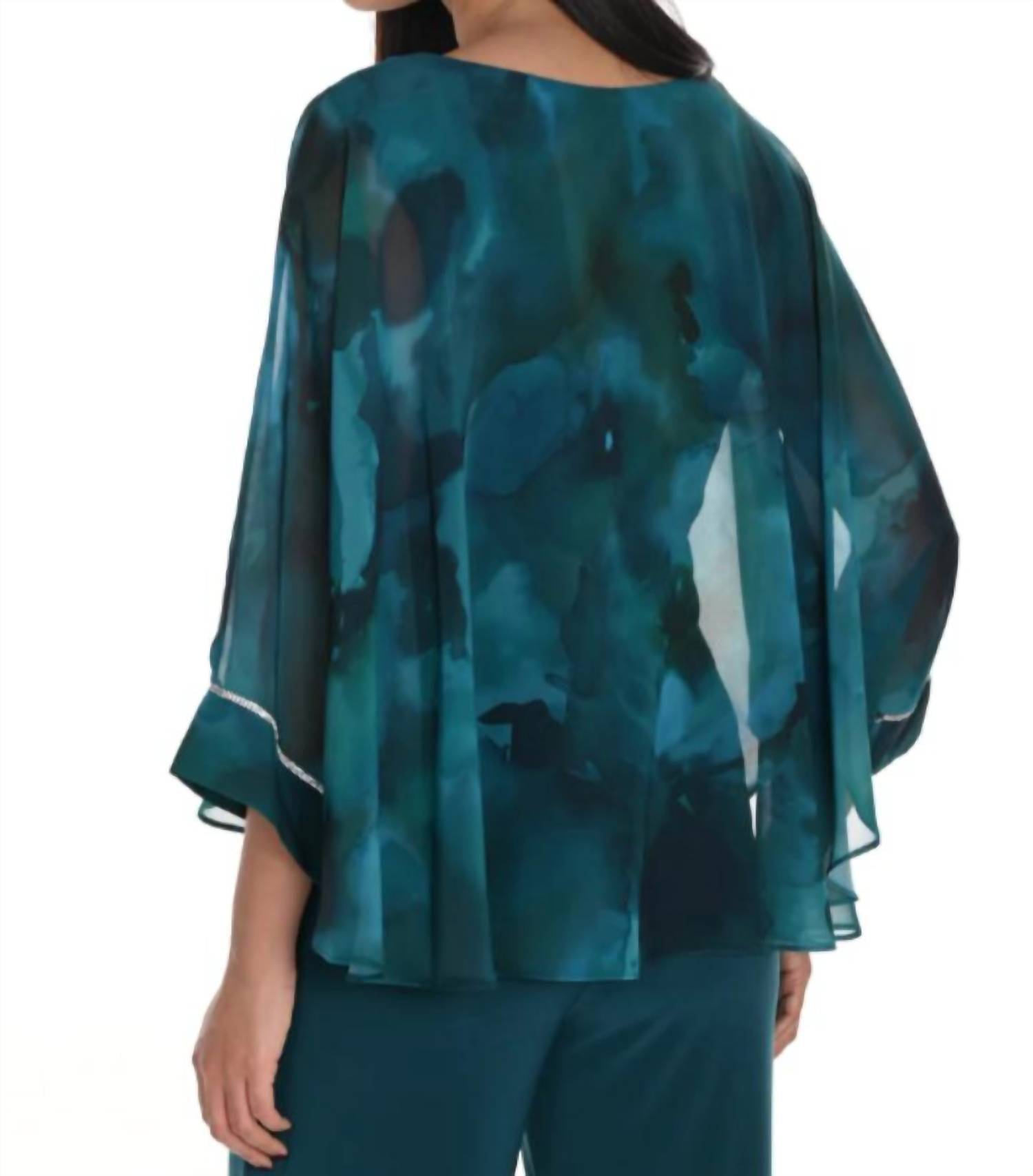 Frank Lyman - Watercolor Crystal Cuffed Blouse