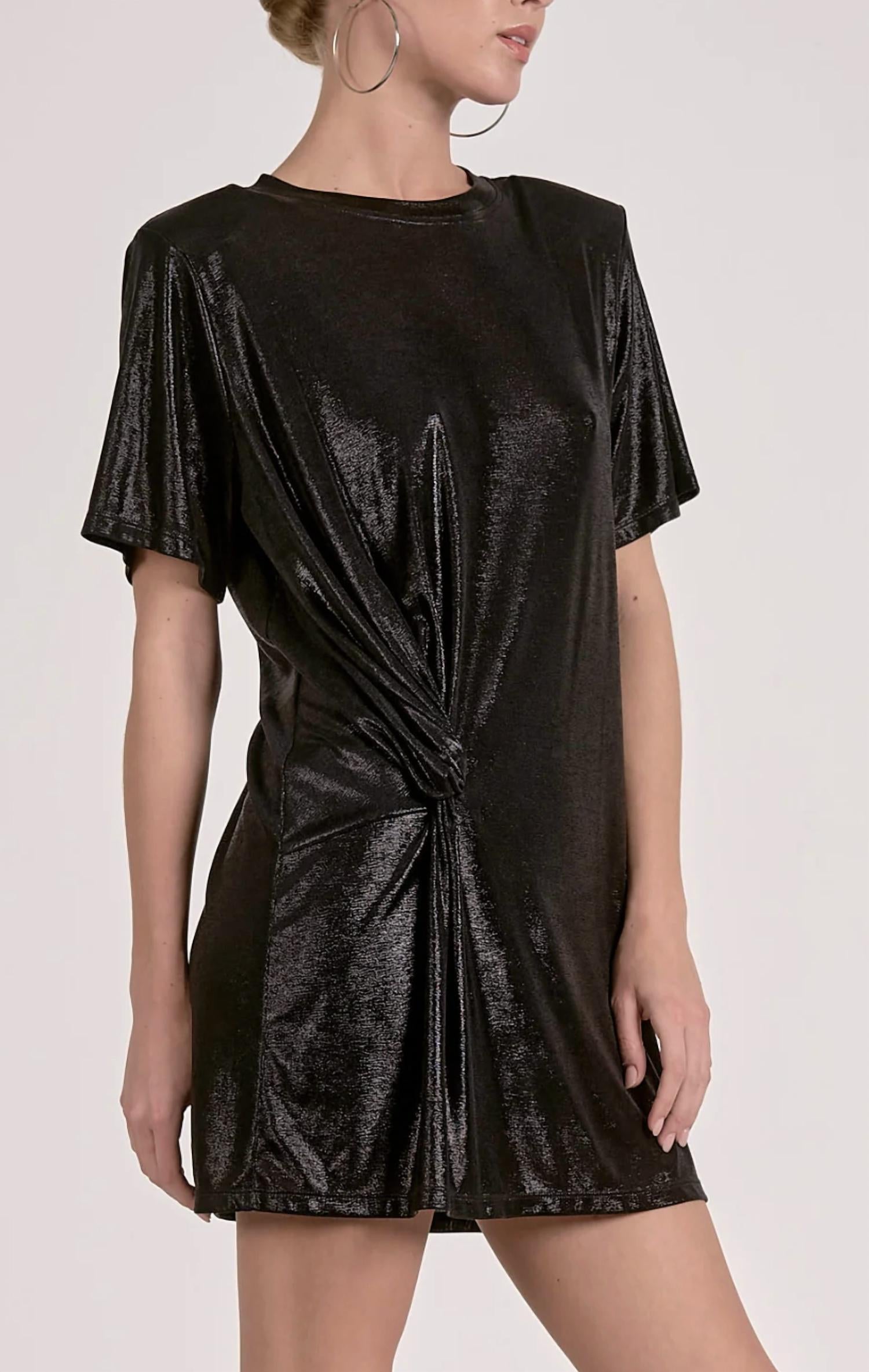 ELAN Short Sleeve Mini Dress in black - women's dress - alternate view