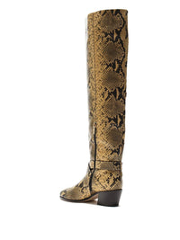 JIMMY CHOO Women's Beca 45mm Snake Print Boots in yellow - women's shoe - view 6