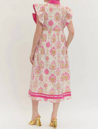 Entro - Botanical Print Midi Dress