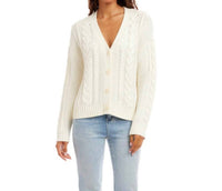Karen Kane Cable Knit Cardigan Sweater in cream - women's cardigan
