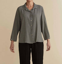 cut loose Mini Check Shirt Top in moonbeam - women's long sleeve top