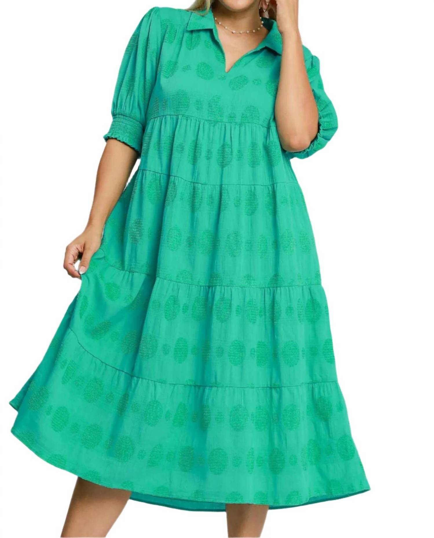 Umgee - Jacquard Tiered Midi Dress