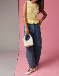 Papermoon - Open Knit Peplum Top