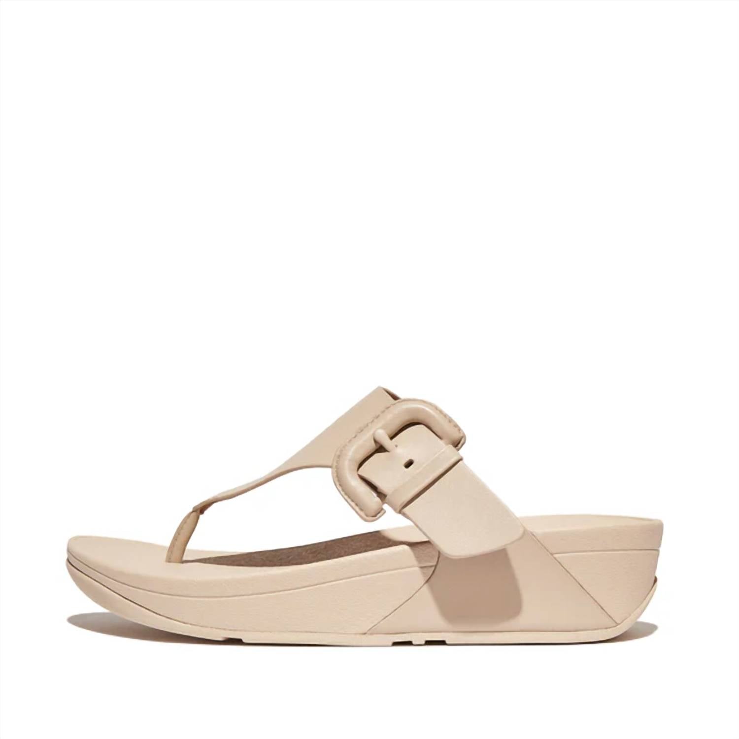 Fitflop - Women's Lulu Covered-buckle Raw-edge Leather Toe-thongs Sandals