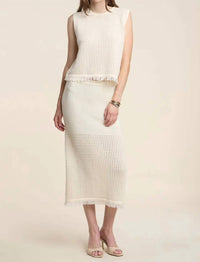Velvet By Graham & Spencer - Cova Mesh Cotton Knit Top