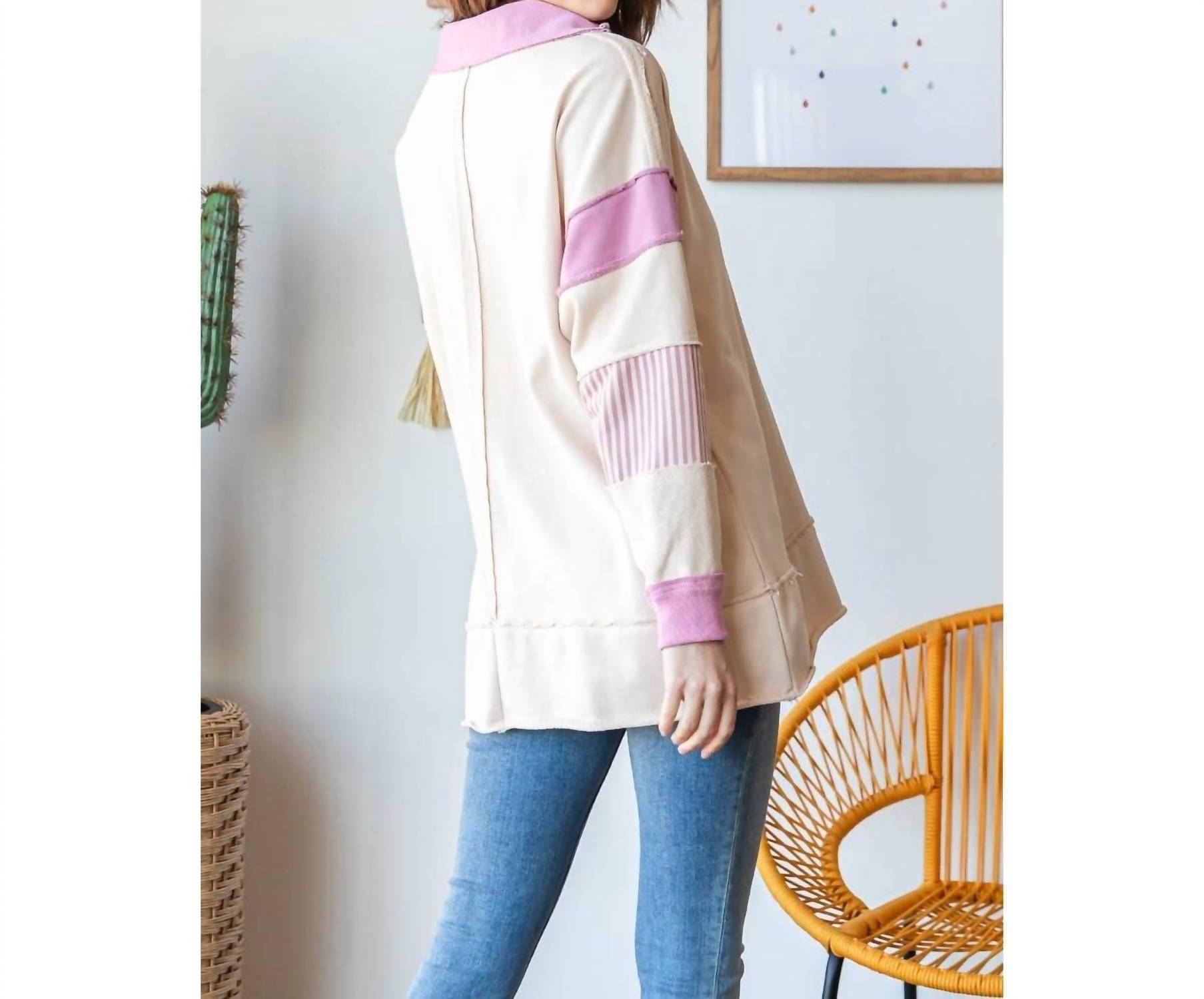 Veveret - Cozy Weekend French Terry Pullover Top