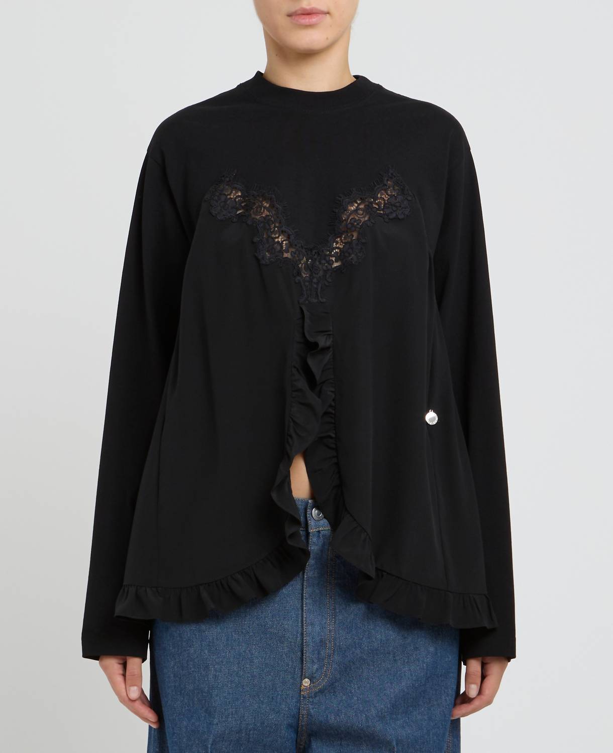 Stella Mccartney - Lingerie Lace Insert Long Sleeve Top