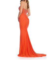ASHLEYlauren V-neckline Corset Bustier Gown in orange - women's dress - detail view