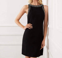 Karen Kane Embellished Sleeveless Mini Shift Dress in black - women's dress - view 8