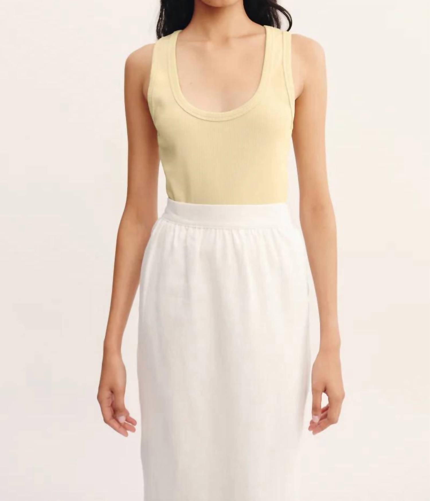 POSSE Women's Lewis Singlet Tank in beige - women's tank top - detail view