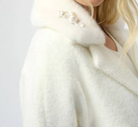 Joseph Ribkoff - Notched Collar Long Sleeves Faux Fur Coat