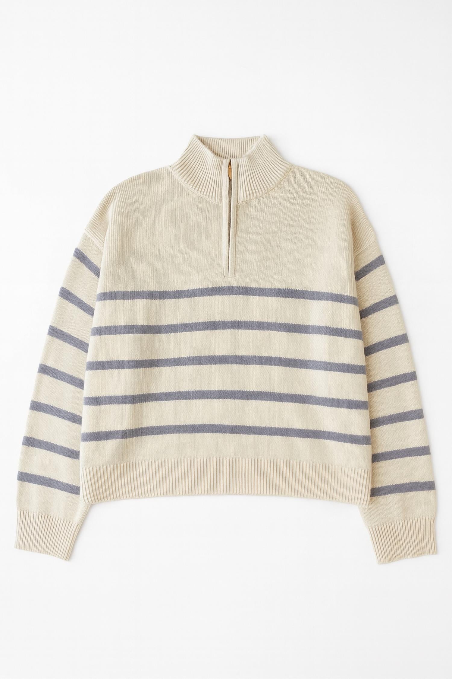 Splendid - Georgie Stripe Quarter Zip Sweater