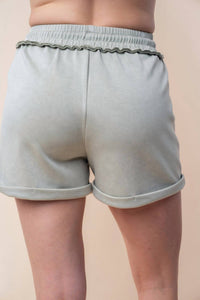 White Birch - High Waisted Washed Scuba Shorts
