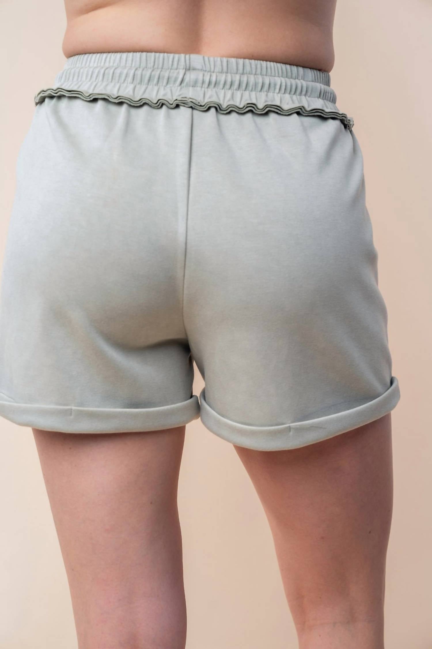 White Birch - High Waisted Washed Scuba Shorts