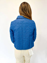 current air Heart Quilted Cropped Jacket in denim - women's jacket - alternate view