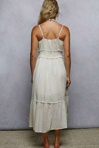 POL Smocked Band Ruffle Woven Dress in natural - women's dress - view 4