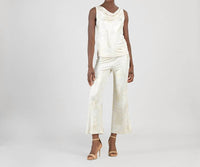 Clara Sunwoo - Foil Sheen Cowl Neck Draped Tank Top