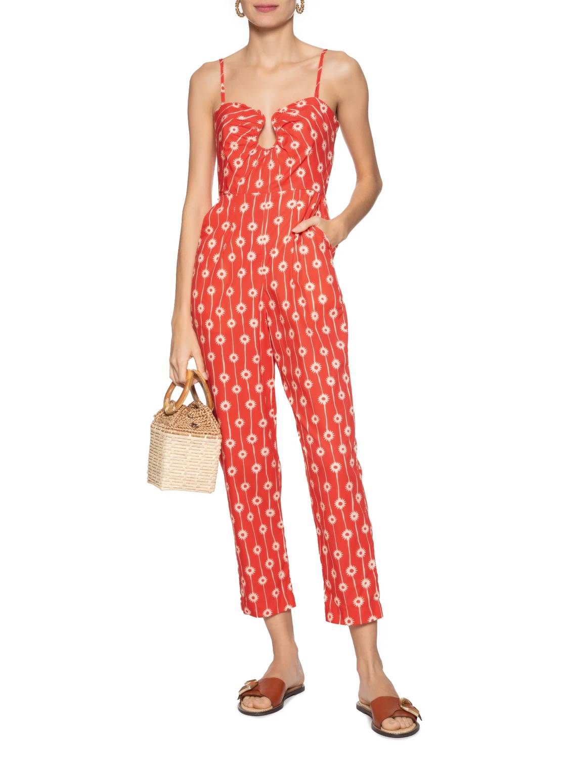 Dress To - Women's Strapless Flower Jumpsuit