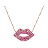 Diana M Jewels - 0.60 Cts Rubies Pave Lips Necklace