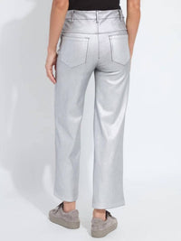 Lysse Wide Leg Denim Pant in metallic silver - women's pants - alternate view