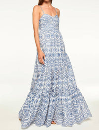 Misa Los Angeles Mariana Maxi Dress in blue embroidered eyelet - women's dress