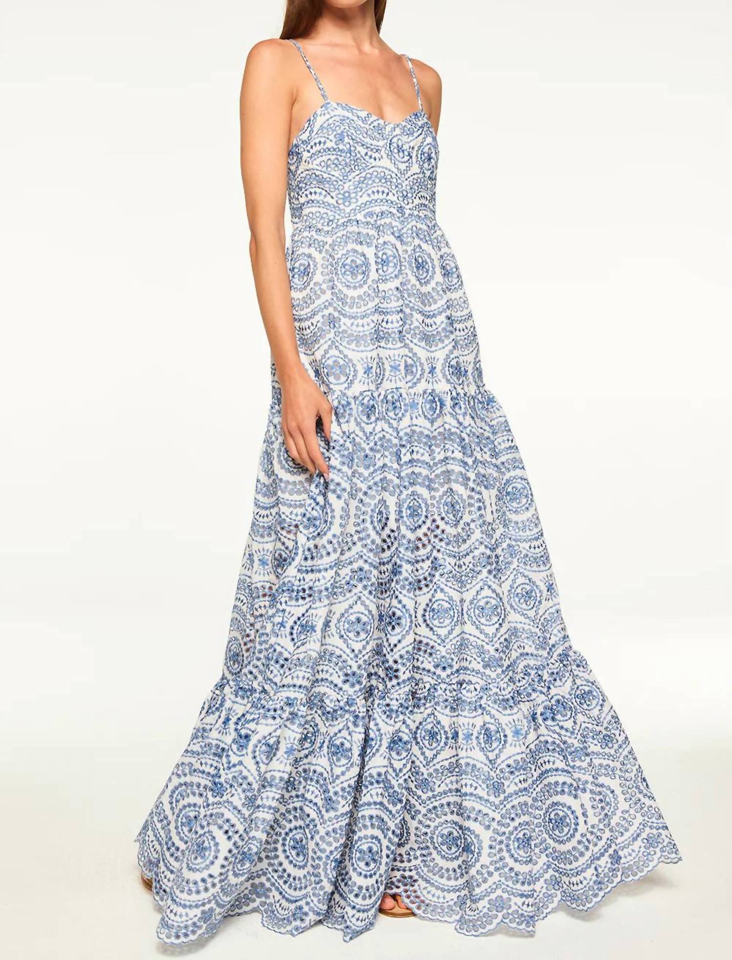 Misa Los Angeles Mariana Maxi Dress in blue embroidered eyelet - women's dress