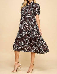 TCEC Collared Midi Shirt Dress in beige black - women's dress - alternate view