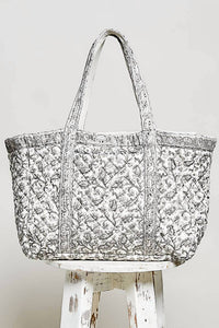 Pol - Women's Hand Block-printed Quilted Floral Tote Bag