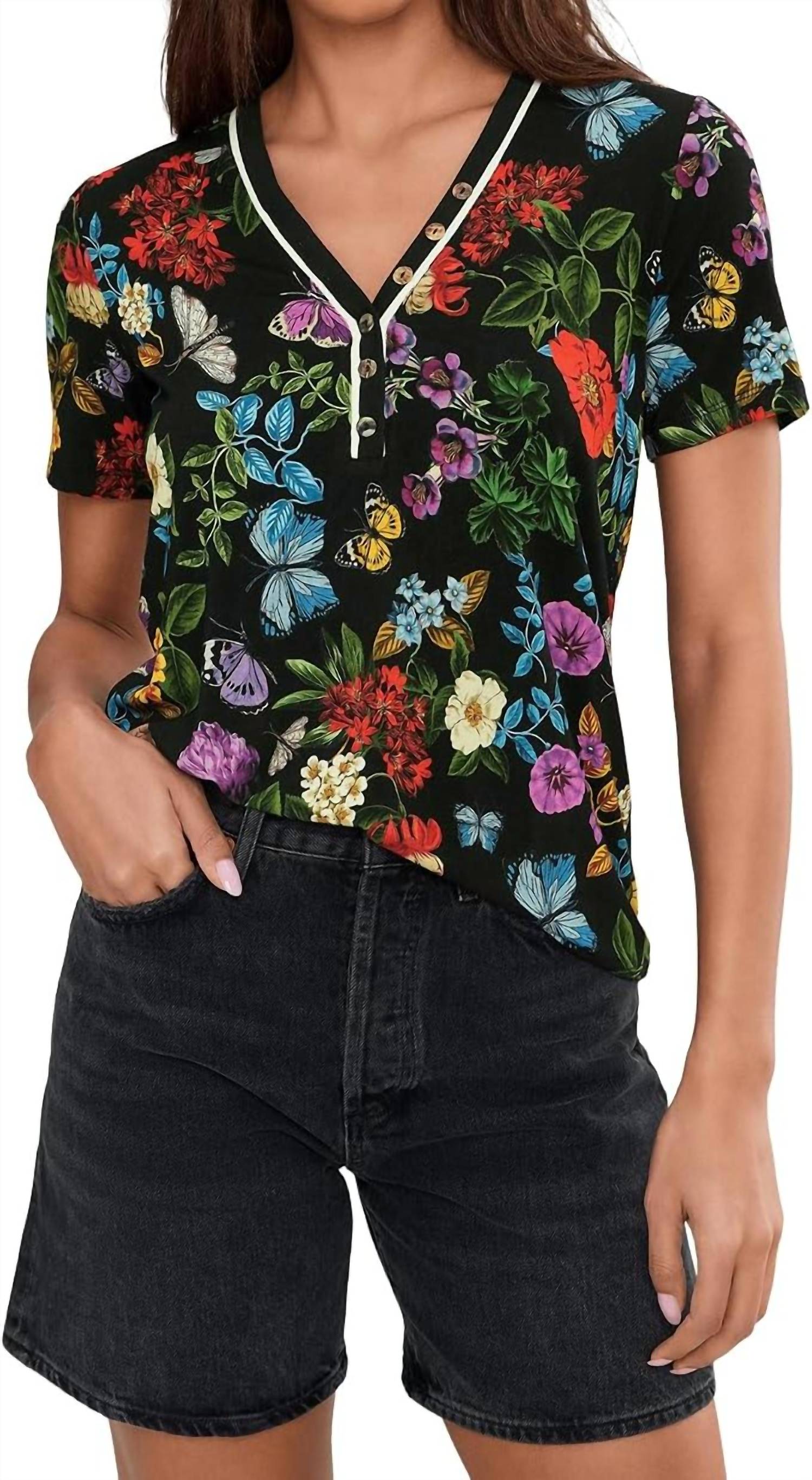 Johnny Was - Janie Favorite Short Sleeve Henley Tee