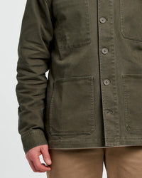 FREE FLY Folly Twill Chore Coat in dark forest - men's jacket - alternate view