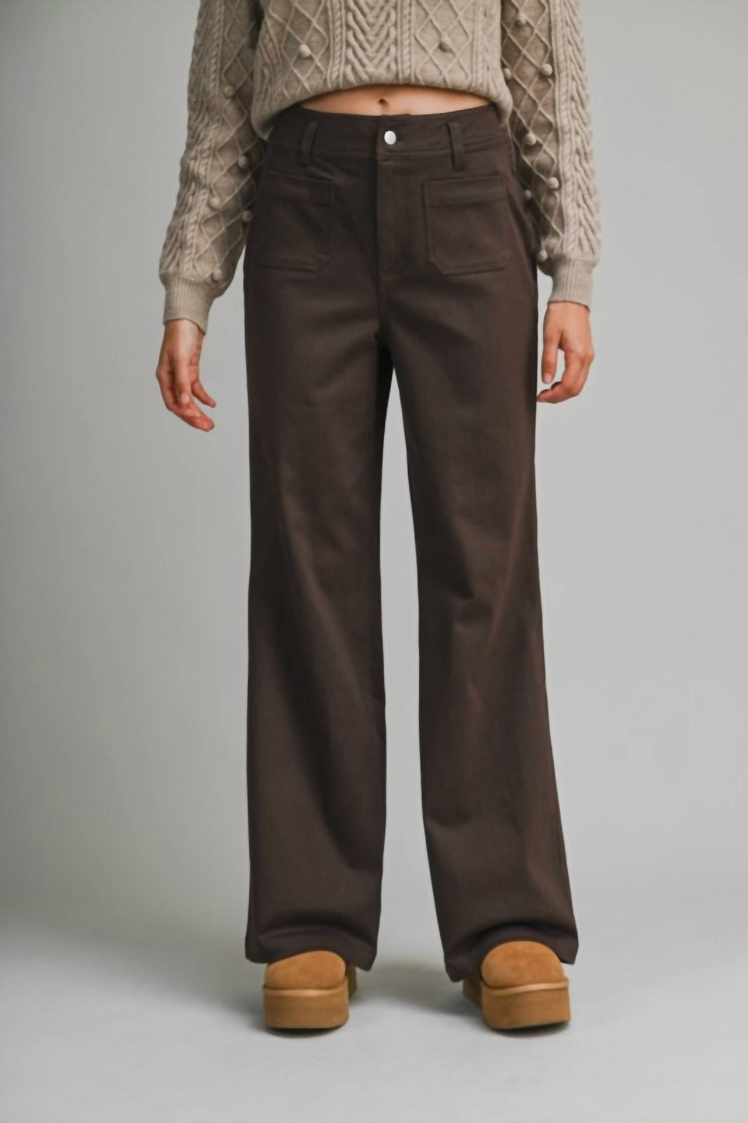 Mable - Front Patch Wide Leg Pants